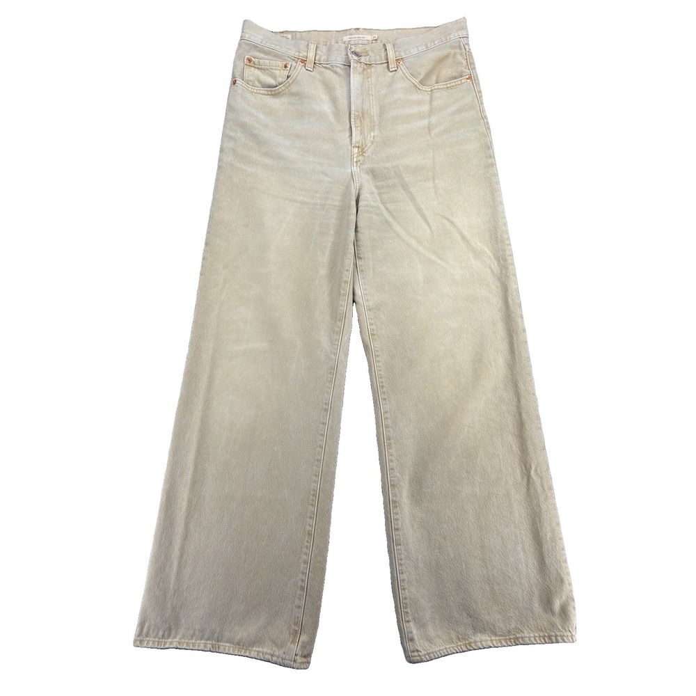 Levis Premium Ribcage Wide Leg Jeans Womens 31 Beige Tan High Rise 32x31